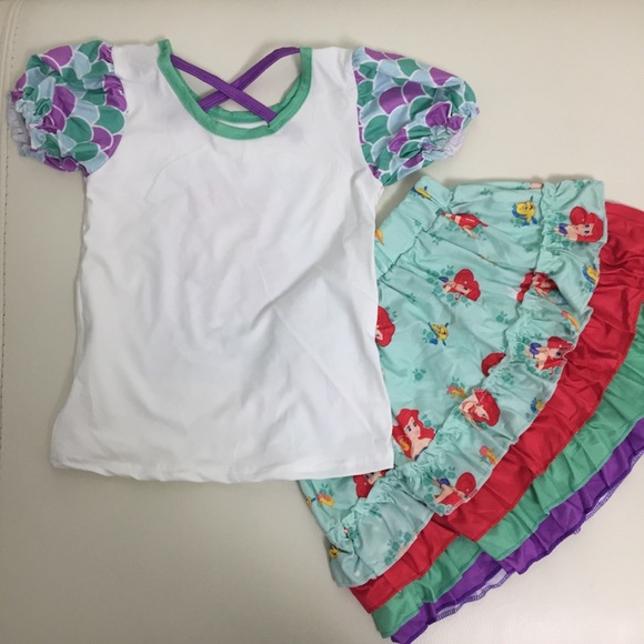 Mermaid Ariel Cute two piece outfit skirt top - Picture 7 of 7
